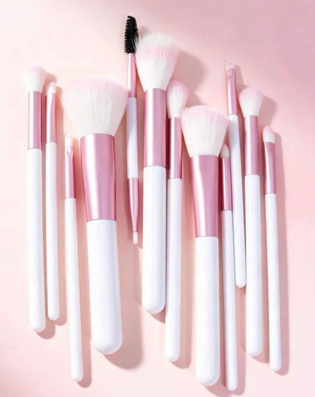 Pink & White 12-Piece Makeup Brush Set