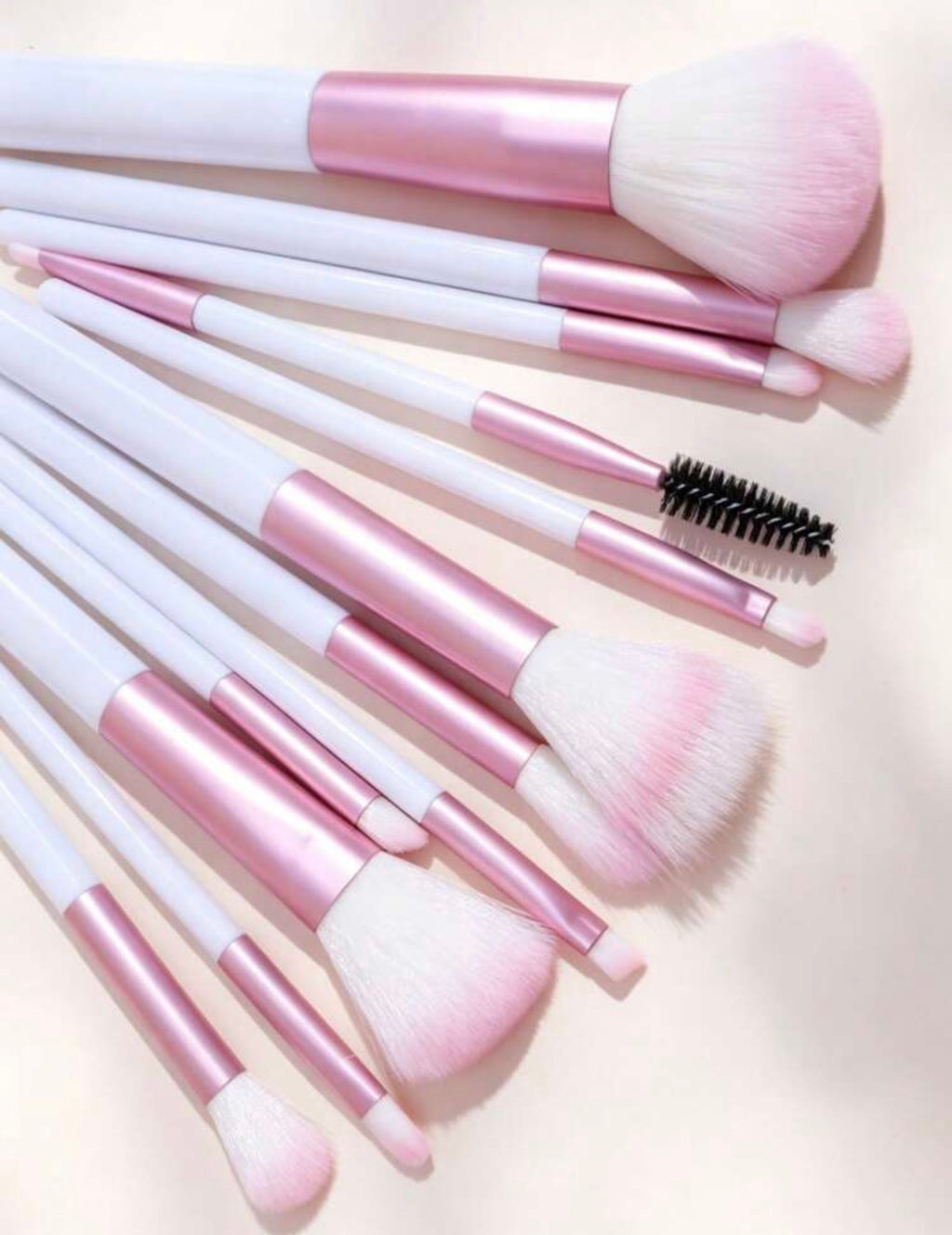 Pink & White 12-Piece Makeup Brush Set